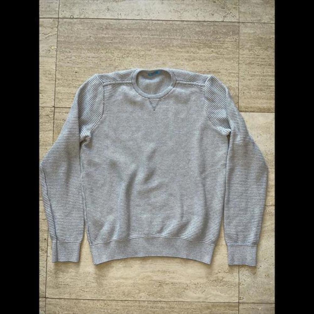 J.McLaughlin Gray White‎ Stripped Pullover Sweater Cotton Size S
